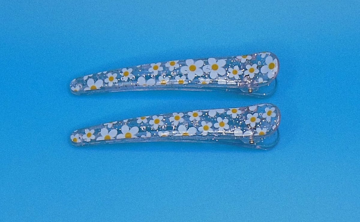Duckklem met bloemenprint paars