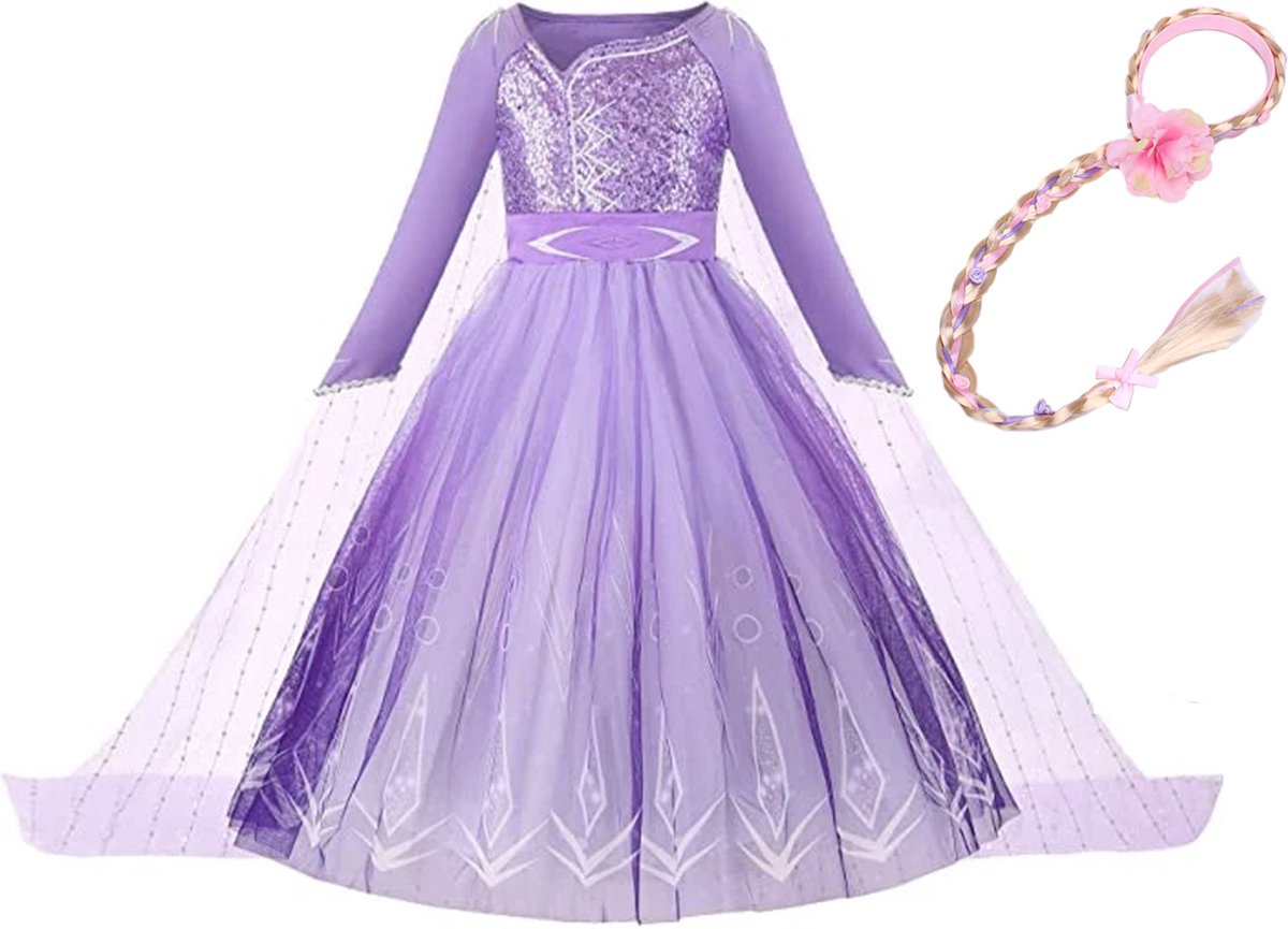 Frozen verkleedkleding - Prinsessenjurk meisje - Elsa jurk - Het Betere Merk - Haarband - Haarvlecht - maat 110/116 (120)