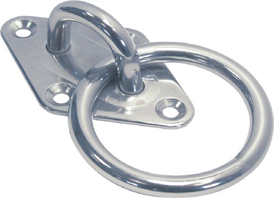 Plaque de mât en forme de losange avec oeil semi-circulaire et anneau, 8 mm