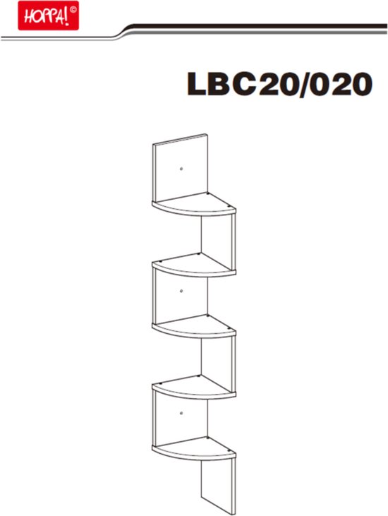 Hoppa! - Zigzag hoekkast - wit - kunststof – 20×20×127,5 cm