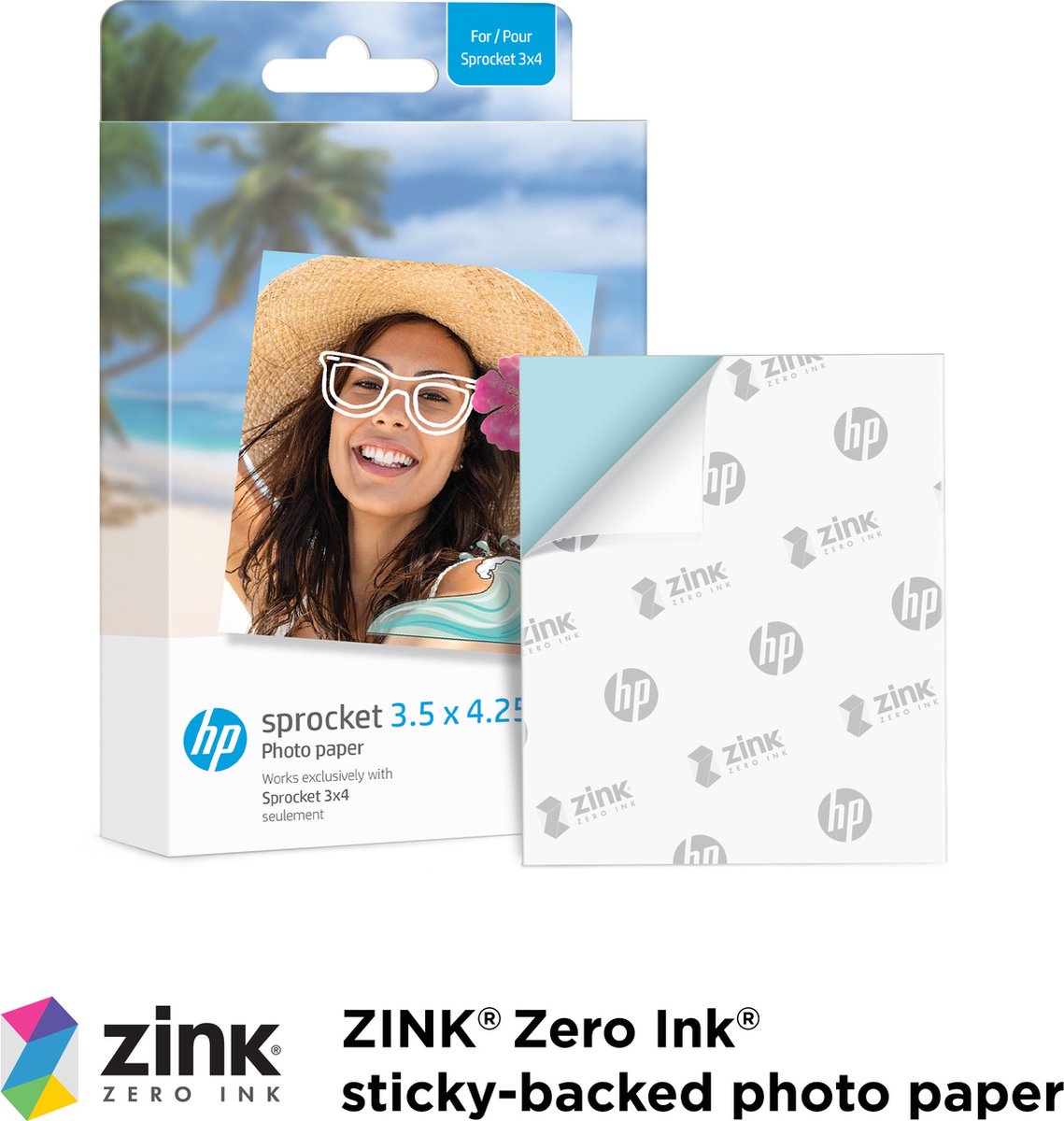 HP Sprocket Intant Printpapier - 50-Pack - Geschikt voor enkel de 3x4 Printer - 89 × 108 mm — afbeelding 4