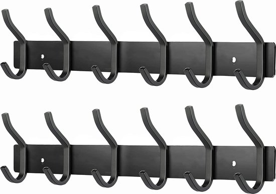 Keukenhaken, hakenlijst roestvrij staal, hakenlijst zonder boren, multifunctionele dubbele stang ophangrail, keukengerei houder 40 cm, 1 stuk