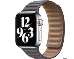 Geschikt voor Apple Watch-horlogebandje- echt leer-modern ribbel design-maat 38/40/41mm- magnetische sluiting