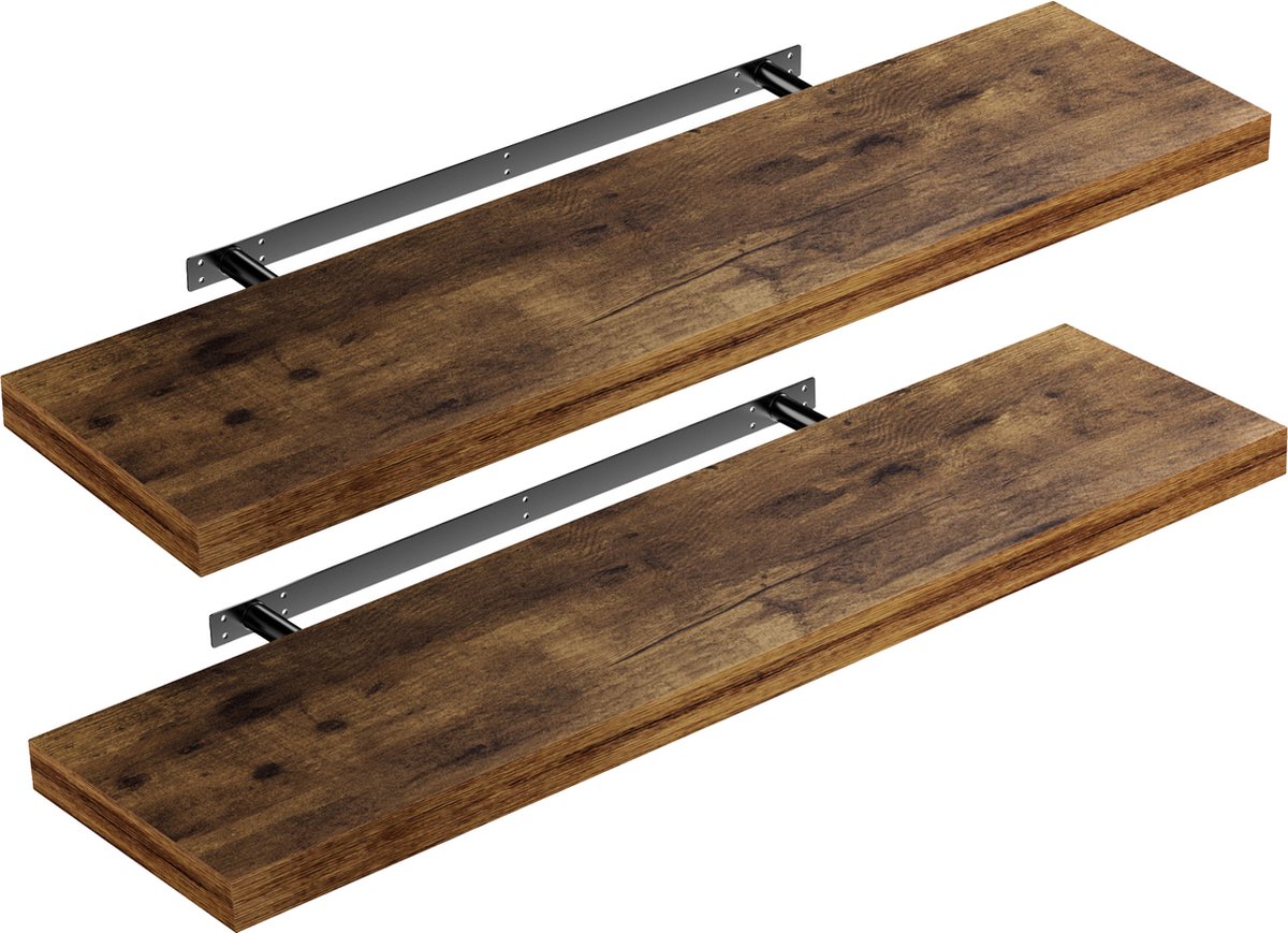 Casaria Wandplank – 2 St. 90 cm 15kg Belastbaar – Donker Eiken