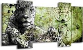 Peinture sur toile Animaux | Vert, noir, blanc | 120x65 5 Liège