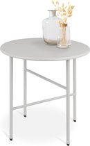 bomoe Finn – Ronde Bijzettafel Metaal Licht Grijs – Ø 44 cm Tafelblad Krasbestendig – Stabiel, Lichtgewicht Salontafel – Binnen & Buiten