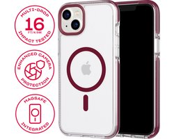 Tech21 Evo Crystal - iPhone 14 Plus hoesje - Schokbestendig telefoonhoesje - Geschikt voor MagSafe - Transparant/Rood - 4,9 meter valbestendig - Flexshock