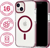 Tech21 Evo Crystal - iPhone 14 hoesje - Schokbestendig telefoonhoesje - Geschikt voor MagSafe - Transparant/Rood - 4,9 meter valbestendig - Flexshock