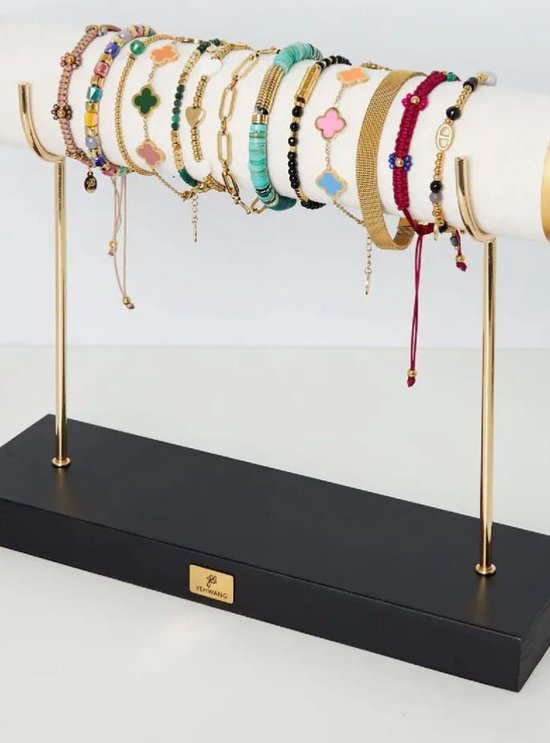 Verzamelen Suri boog Luxe armbanden display roze 28x19 cm met houten voet | bol