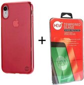 iPhone X/XS rood TPU siliconenhoesje + Screenprotector / Tempered Glass