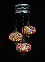 Turkse Lamp - Hanglamp Mozaïek Marokkaanse Oosters Handgemaakt Kroonluchter Multicolour mix 3 bollen