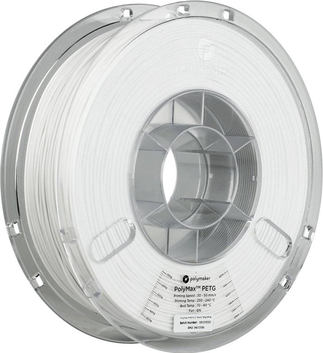 Polymaker PB02002 PolyMAX Tough Filament PETG Hoge stijfheid, Hittebestendig, Slagvast 1.75 mm 750 g Wit 1 stuk(s)