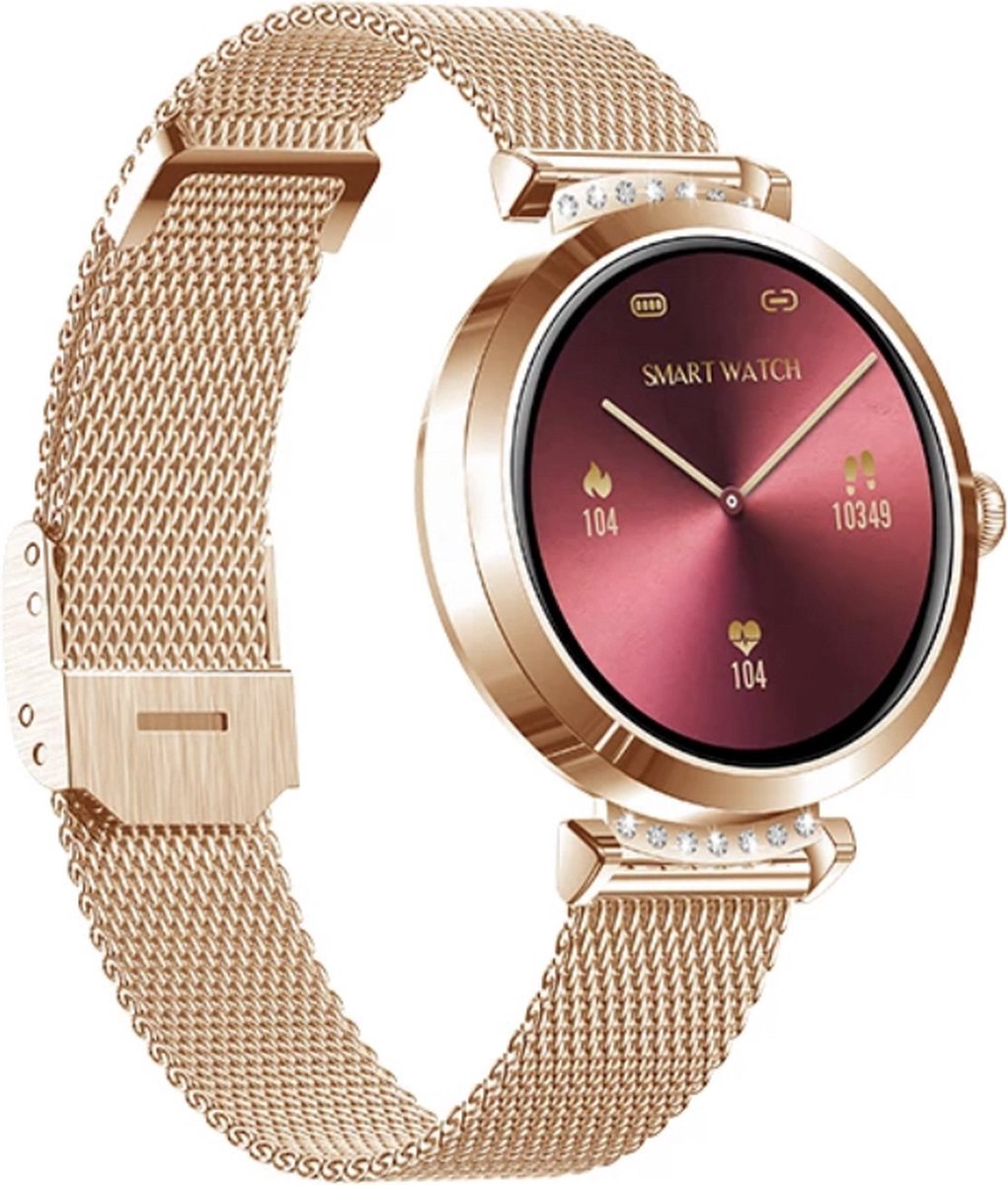 Montre Connectée Femme Or Rose T18 - Samsung - Android - Apple - iOS - 44mm
