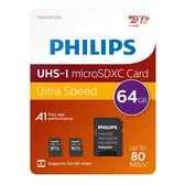 Philips FM64MP45D Carte Micro SDXC 64 Go - adaptateur inclus - Classe 10 - UHS-I U1 - 2-Pack