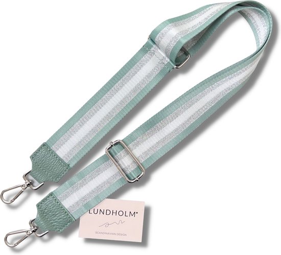 Lundholm luxe tassenriem groen zilver - hoge kwaliteit extra stevig - Bag strap tassenriem - Tas strap - Tassen hengsel met echt leer - schouderband voor tas - cadeau voor vriendin | Lundholm Mydland serie