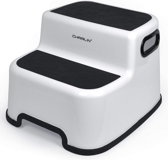 Chairlin opstapkruk voor kinderen, tweetraps opstapkruk, potje, antislip (zwart