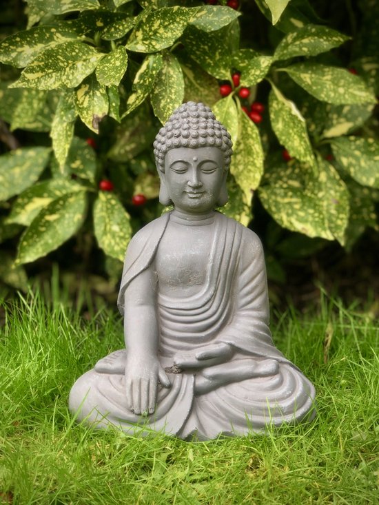 Boeddha meditatie klein 32 cm hoog - fibreclay - cement - beeld - tuinbeeld  -... | bol.com