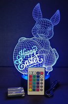 Nachtlamp 'Happy Easter' - LED lamp - 3D Illusion - 7 kleuren en 4 effecten - vrolijk pasen
