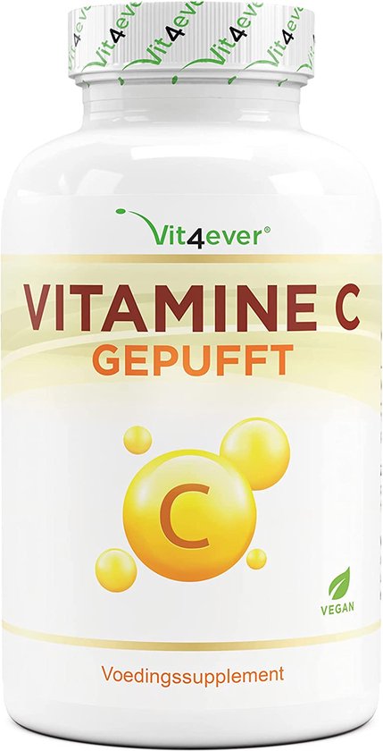 Vitamine C gebufferd - 365 capsules - 1000 mg vitamine C per dagelijkse dosis (2x daags) - "time released" Van plantaardige fermentatie - pH neutraal & zeer goed te verdragen - Veganistisch - Vit4ever