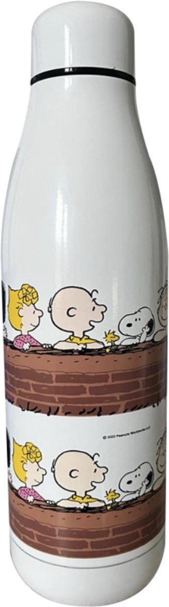 Quy Cup - 500ml SNOOPY WHITE-BROWN Drinking Bottle - Stainless Steel - Thermosfles 12 uur heet 24 uur koud herbruikbaar RVS fles