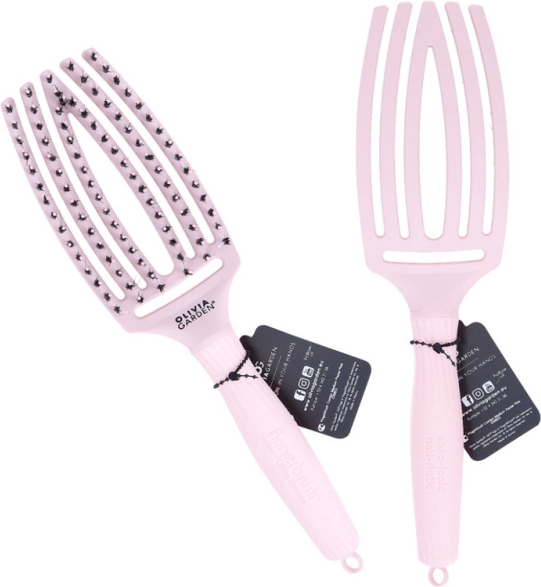 Olivia Garden Borstel Fingerbrush Combo Pink | Pastel Medium bol