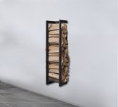 Lendo Online brandhoutrek wandmodel 25x25x100cm + draagtas haardhoutrek houtopslag zwart metaal