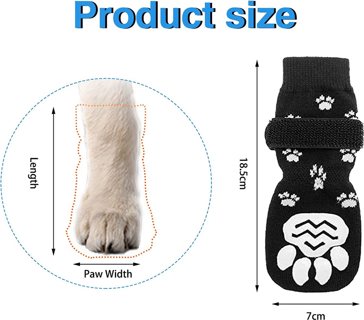 Antislip sokken voor honden (4 stuks), hondensokken antislip, pootbescherming hond, antislipsokken voor hond met klittenbandsluiting, zachte huisdierbescherming, verbetert de grip van je hond - Merkloos