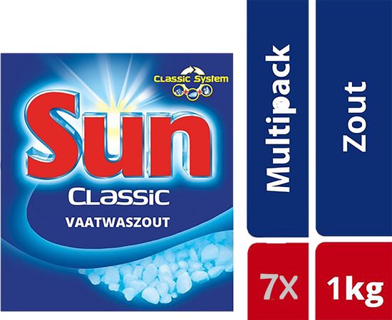 Sun vaatwas zout 7 x 1kg | vaatwasserzout | korrels | voorkomt kalkafzetting