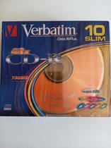 Verbatim 43308 CD-R AZO Colours Schijven - 10 Stuks / Slimcase