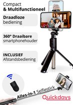 Bluetooth Selfie Stick 3-in-1 - Selfiestick Universeel - Met Statief - Met afstandsbediening - Geschikt voor Samsung & iPhone