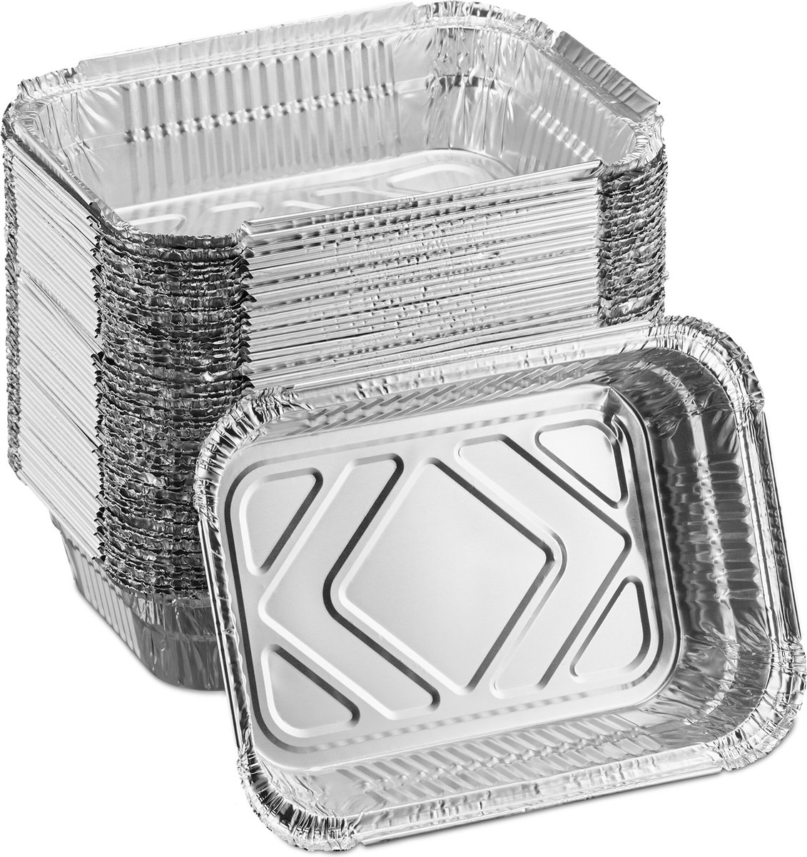 aluminium bakjes bbq - set van 50 - 18,5 x 13 cm - lekbakjes - zilver