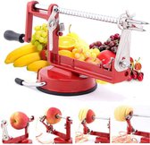 Machine à pommes 3 en 1 rouge - Vide-pomme, éplucheur de pomme et coupe-pomme - coupe-fruits - coupe-légumes - éplucheur de pomme - extracteur de trognon - machine à fruits - appareil de cuisine