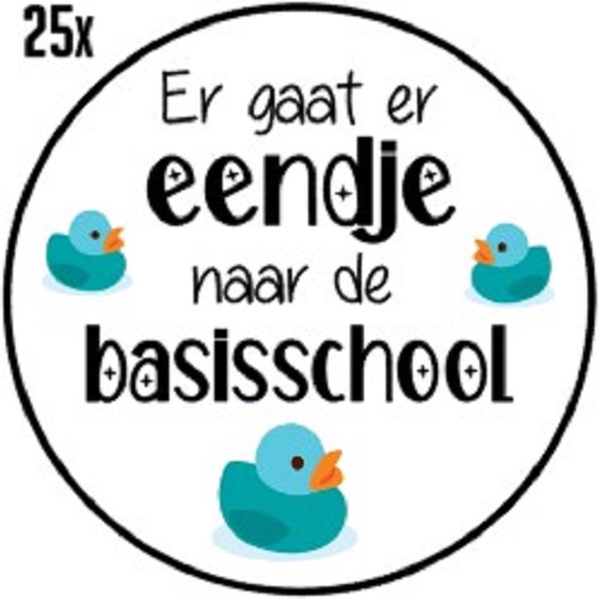 25x Blauwe Traktatiestickers - Er Gaat Er Eendje Naar De Basisschool - Sluitsticker Afscheid - Wensetiket - Traktatiesticker Verjaardag - Kinder Traktatie - Kinderdagverblijf - Peuterspeelzaal - Uitdeeltraktatie - Wensetiket-Eend-40mm-Glossy sticker