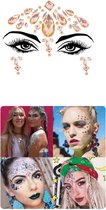 Akyol - Bronzen Gezichtsjuwelen – gezichtsteentjes - gezichtglitters– diamantjes – carnaval- diamantjes- diamantjes voor gezicht - bohemian feest - bohemian – festival – gezichtsdecoratie – feest – decoratie - sticker - stickervel -glit