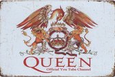 Metalen wandbord Queen youtube - 20 x 30 cm