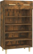 vidaXL - Schoenenkast - 60x35x105 - cm - bewerkt - hout - gerookt - eikenkleurig