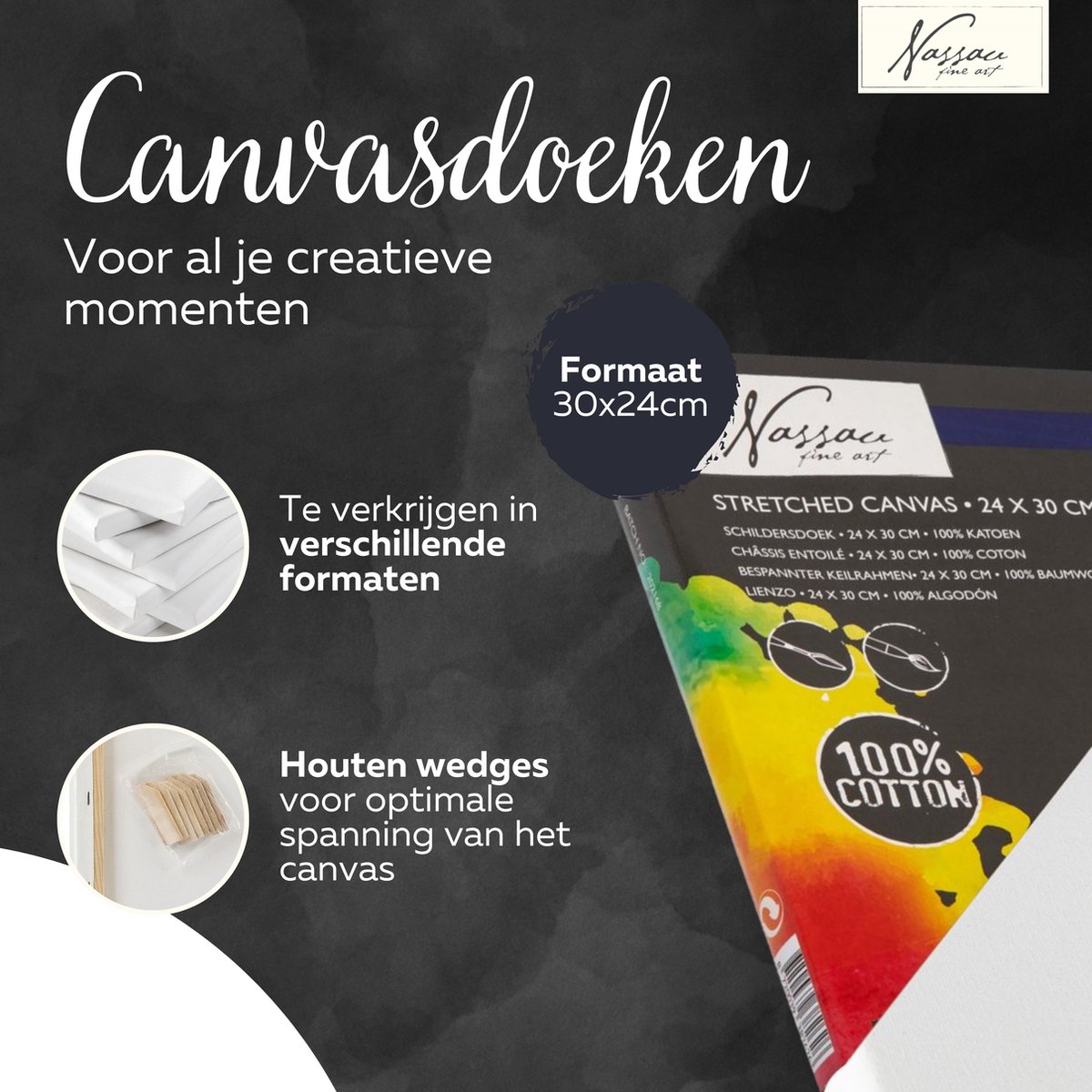 Schildersdoeken Set 12pcs - Formaat 24x30 cm - geschikt voor acryl-, olie- en aquarelverf - hoogwaardige kwaliteit canvas - perfect voor kleine tot middelgrote schilderijen - goede prijs-kwaliteitverhouding — afbeelding 3
