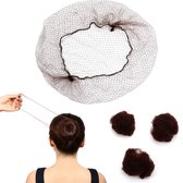 Haarnetjes bruin - 50 stuks haarnetjes voor ballet & paardrijden - Onzichtbaar knotnet elastisch - Haarnet 55 cm nylon voor vrouwen, meisjes om Haarknoopjes te maken