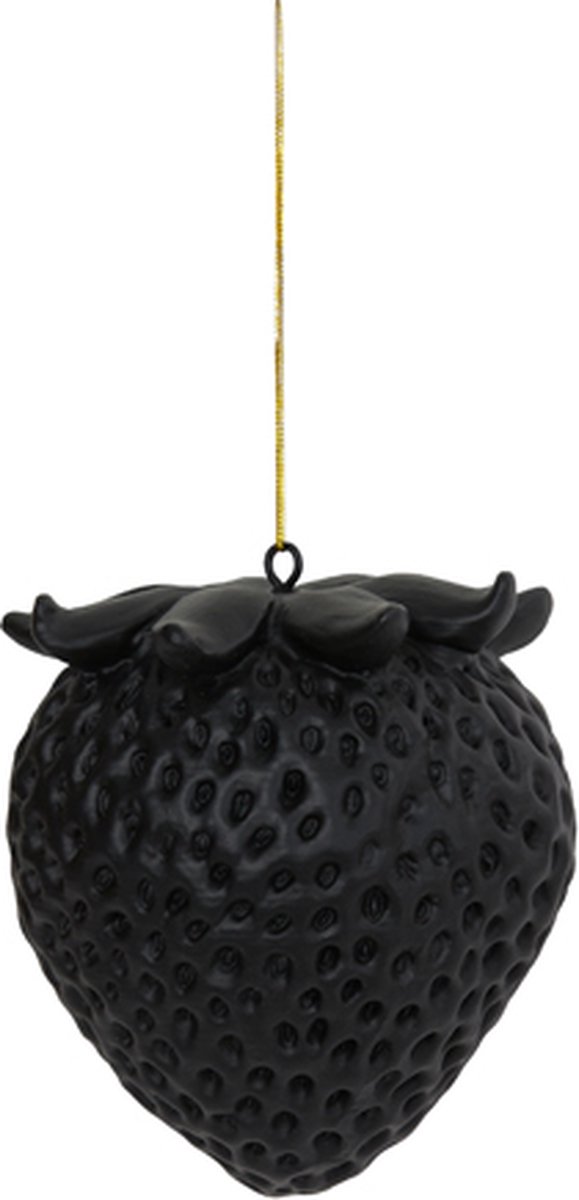 Ornament hang Ø11x11,5 cm STRAWBERRY mat zwart