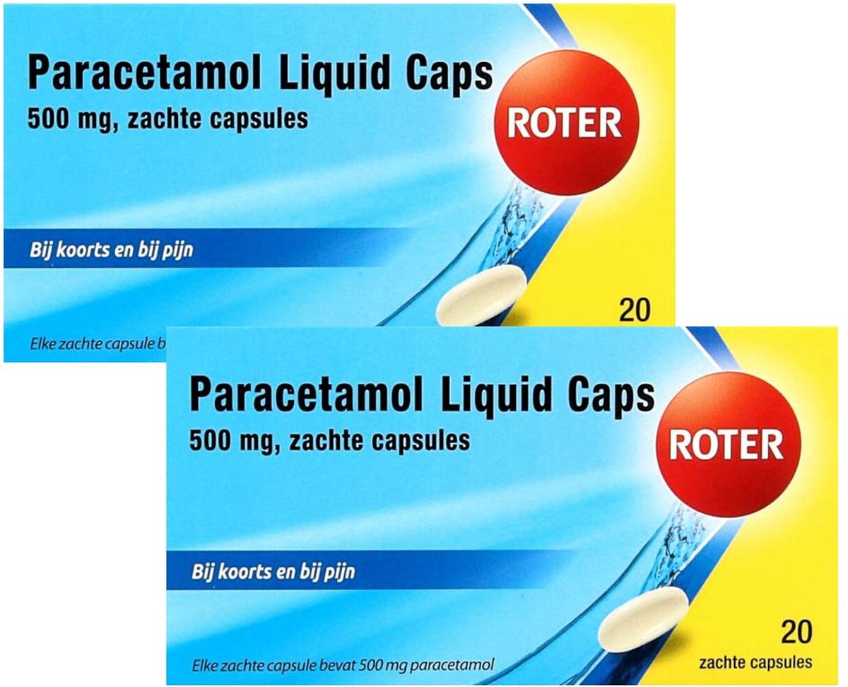 2x Roter Paracetamol Liquid 500 mg 20 liquidcaps | bol.com