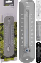 Binnen/buiten thermometer metaal - 19x4,8cm - Verschillende kleuren - Inclusief bevestigingsmateriaal