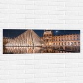 Muursticker - Verlicht Louvre in Parijs, Frankrijk - 120x40 cm Foto op Muursticker