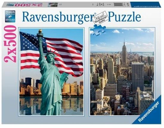 Puzzel Ravensburger Skyscraper & Liberty 2 x 500 Onderdelen