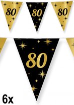 6x Luxe Vlaggenlijn 80 zwart/goud 10 meter - Classy - Dubbelzijdig bedrukt - Abraham Sarah festival thema feest party