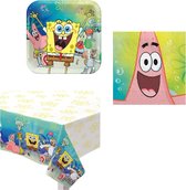 Nickelodeon - Spongebob - Feestpakket - Kinderfeest - Verjaardag - Themafeest - Tafelkleed - Servetten - Bordjes.