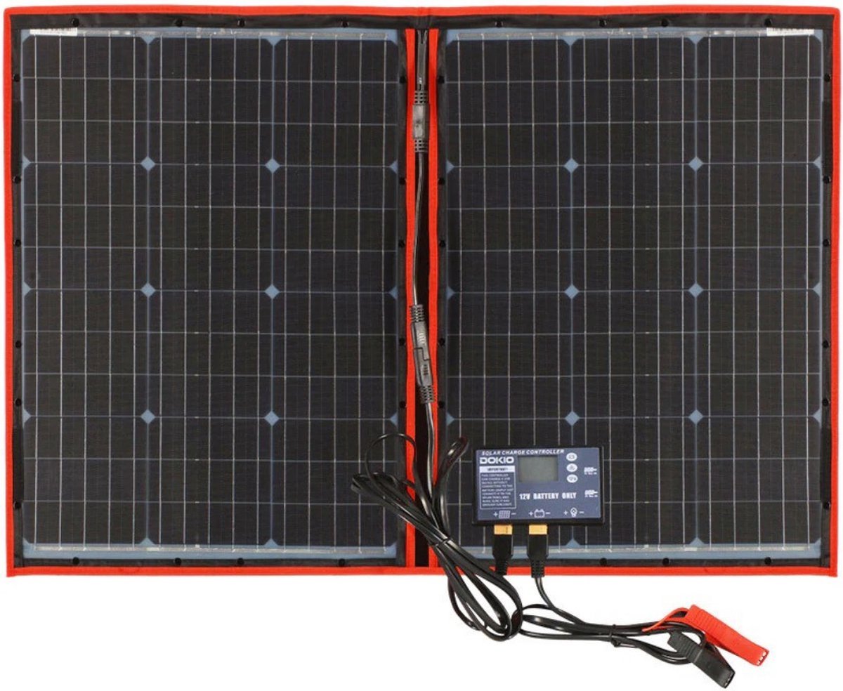 Zonnepaneel - Zonnepanelen compleet pakket - Solar Generator - Flexibele zonnepaneel - Draagbare Powerbank - 100W - Opvouwbaar - Zwart/Rood