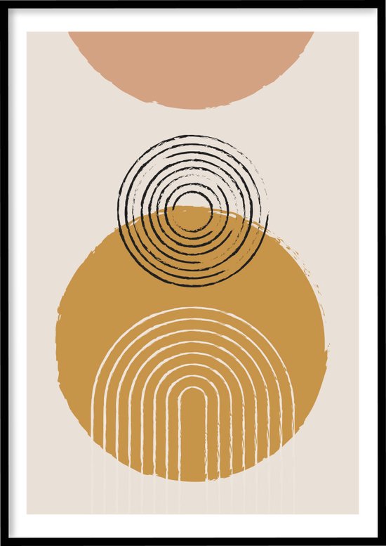 Poster Abstract Circle Bow - 30x40 cm met Fotolijst - Abstracte poster - Ingelijst – WALLLL