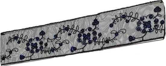 Rojafit Elastische Cult "Flower Power" Haarband 5 cm. Breed - Pailletes Zwart