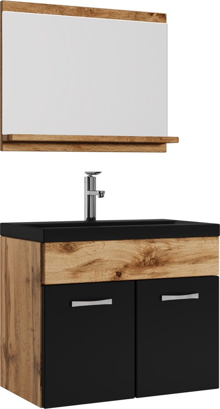 SANOX Badkamermeubelset Maxx XL Tabacco 120 Cm Met Twee Lades Incl Keramische Wastafel Just Met Twee Kraangaten