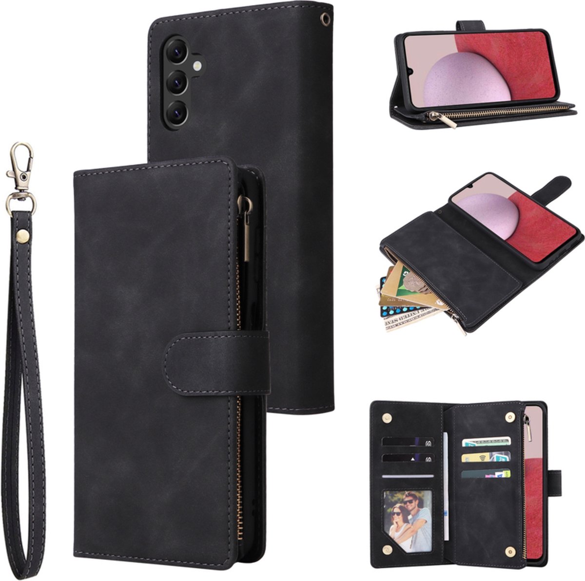 BookCover Wallet Etui Hoes geschikt voor Samsung Galaxy A14 Zwart